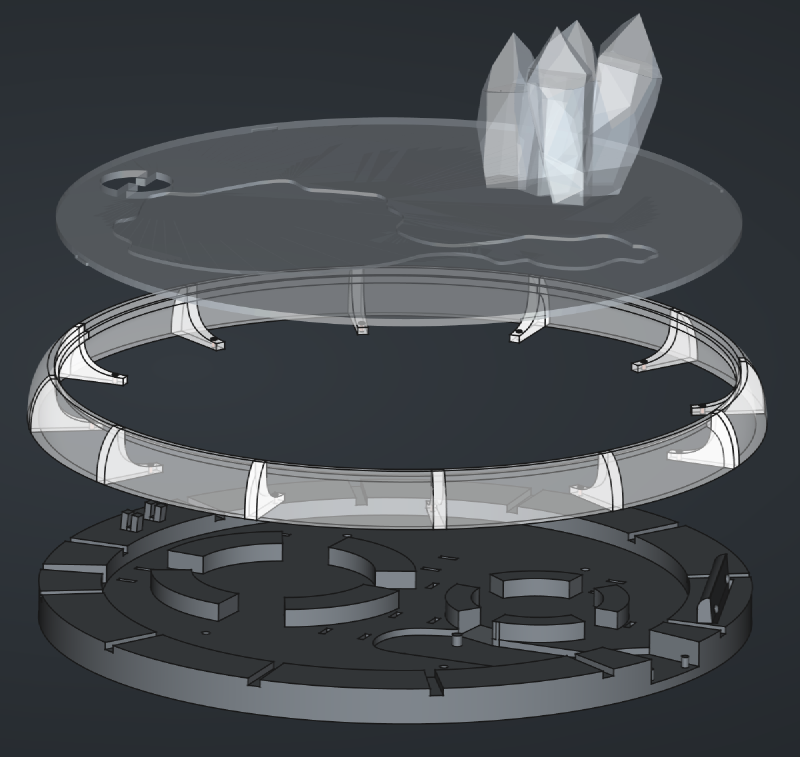 Exploded view of the enclosure parts