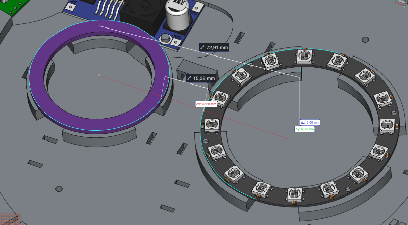Assembled LED rings with measurements