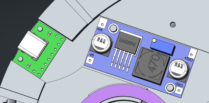 CAD drawing of the USB breakout board and DC-DC converter