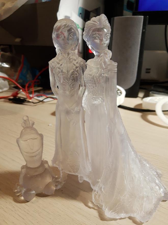 Anna, Elsa, and Olaf 3D printed