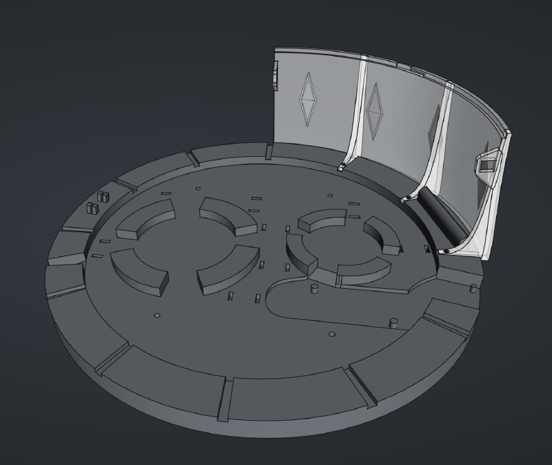 Base with one segment of the wall.